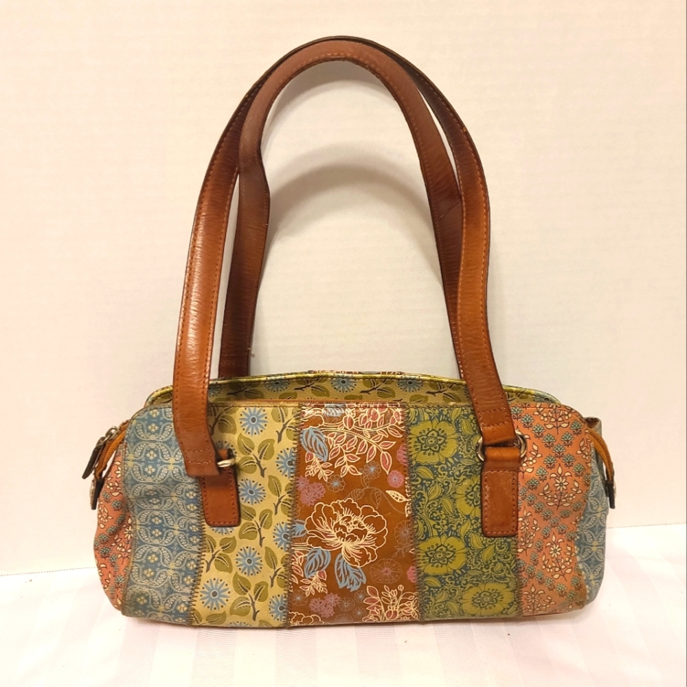 Fossil Boho Floral Leather Patchwork Colorful